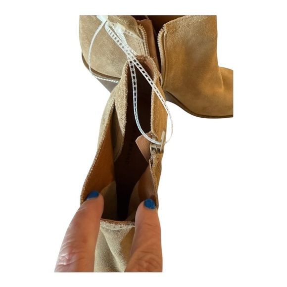 Lucky Brand Macawi Wedge Bootie Tan Leather Ankle Boots Coastal Cowgirl Boho - Picture 4 of 10